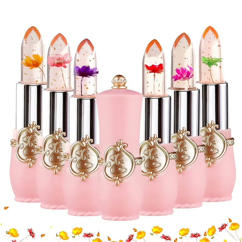 Crystal Flower Jelly Lipstick - Long-Lasting Moisturizing Lip Balm with Temperature Color Change