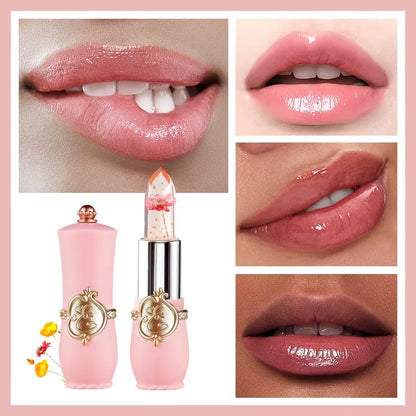 Crystal Flower Jelly Lipstick - Long-Lasting Moisturizing Lip Balm with Temperature Color Change