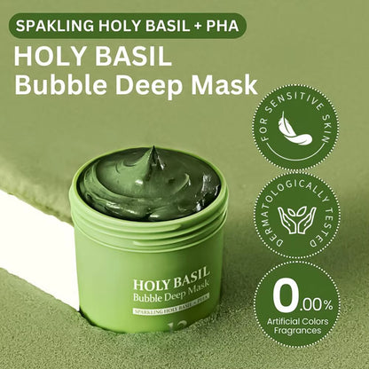 Revitalize Your Skin with the Korean Carbonic Acid Holy Basil Bubble Facial Mask - Deep Cleansing, Blackhead Removal, and Pore Shrinking Formula for Radiant Skin
