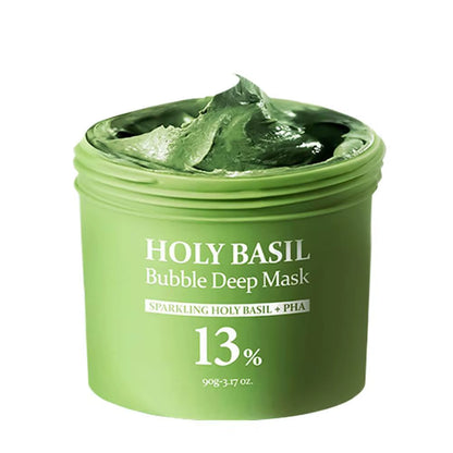 Revitalize Your Skin with the Korean Carbonic Acid Holy Basil Bubble Facial Mask - Deep Cleansing, Blackhead Removal, and Pore Shrinking Formula for Radiant Skin
