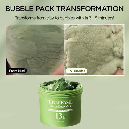 Revitalize Your Skin with the Korean Carbonic Acid Holy Basil Bubble Facial Mask - Deep Cleansing, Blackhead Removal, and Pore Shrinking Formula for Radiant Skin