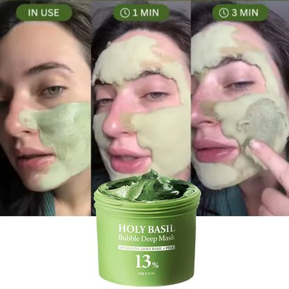 Revitalize Your Skin with the Korean Carbonic Acid Holy Basil Bubble Facial Mask - Deep Cleansing, Blackhead Removal, and Pore Shrinking Formula for Radiant Skin